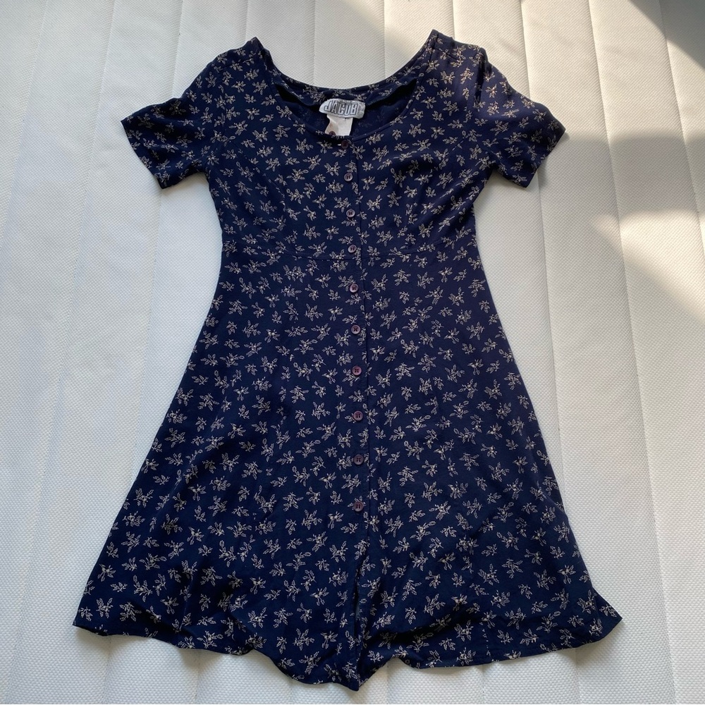 Jacob Navy Floral Button-Front Mini Dress